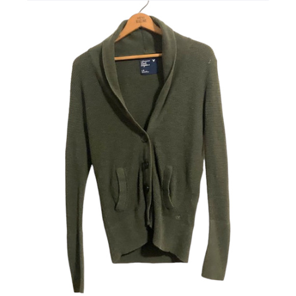 HUNTER Green Button Front Cardigan with POCKETS - Size L - Picture 1 of 5